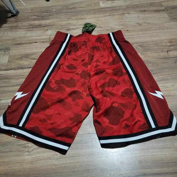 bape shorts red camo